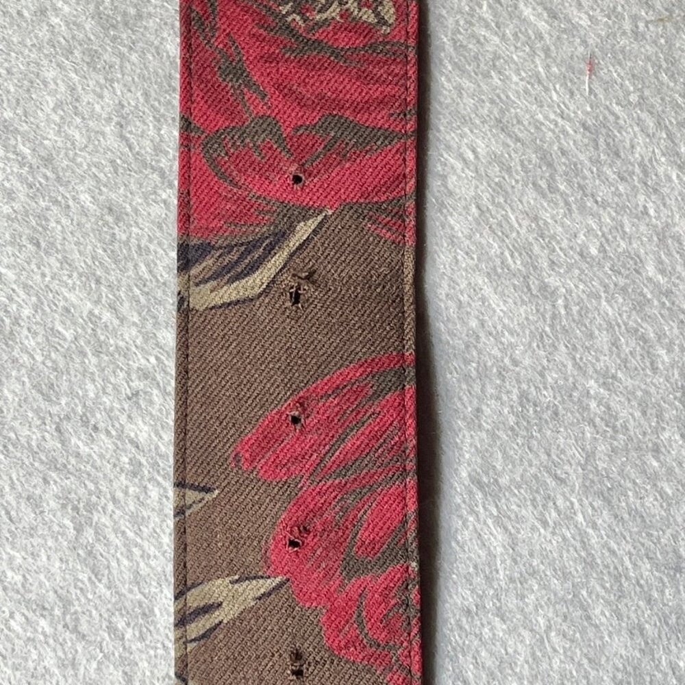 Rickie Freeman Teri Jon Belted 100% Wool Dress Women’s 14 Red Rose Print Brown - Picture 16 of 16